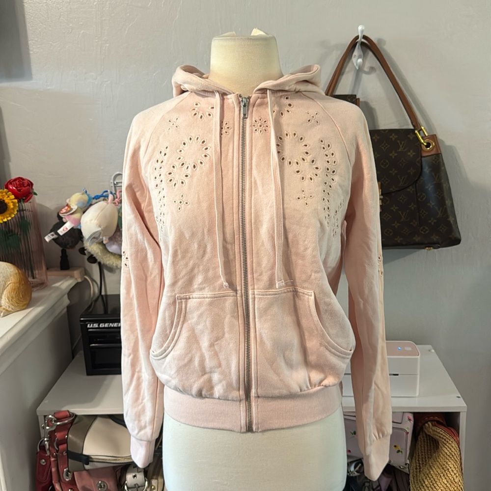 NWT Light Pink H&M Floral Zip Up
